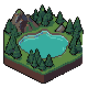 A mountain lake in a little hexagonal world