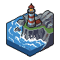 A lighthouse on a rocky coastline